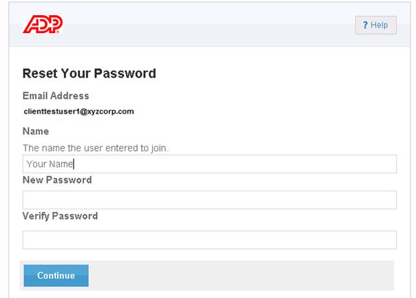 Figure 18: Reset Password Screen 4. Click Continue to proceed with reading or composing a secure email.