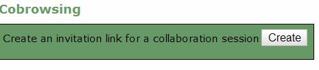 The Co-browsing widget will load. Click on the Create button to create an invitation link for a collaboration session. Copy the created URL and paste it in the other browser window.
