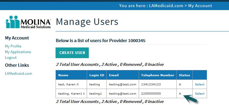 Click the MANAGE USERS button to continue.
