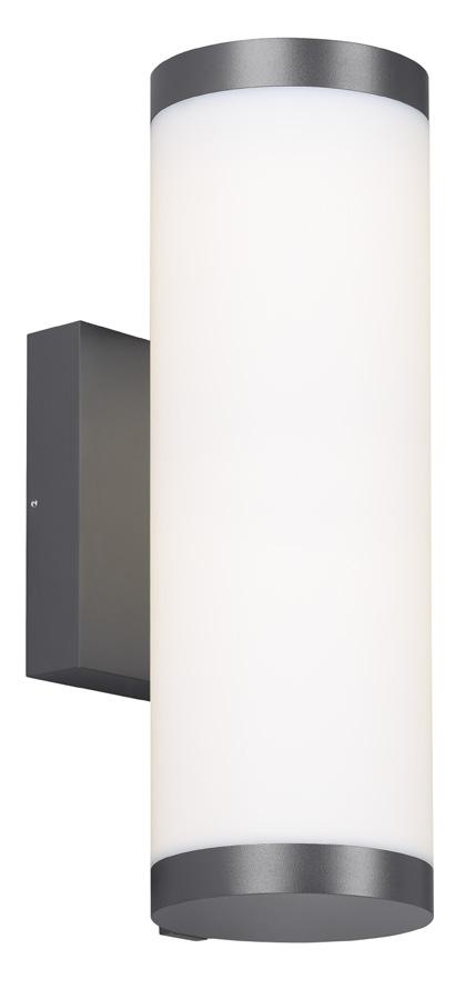 GAGE 15 WALL SCONCE Classically elegant with contemporary cylindrical design, the Gage wall sconce creates a wide dispersion of soft LED up and down light to create both accent and ambient outdoor