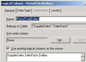 Create a new logical column in SalesFacts table 4. Associate column to grand total level in dimension 2.