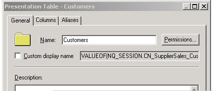 Table properties dialog box Example: Restrict Customers,