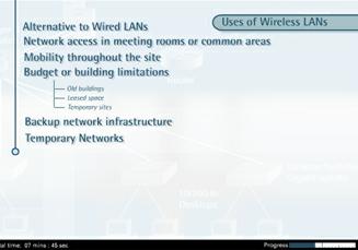 Uses Wireless LANs redefine the way we view LANs. Connectivity no longer implies physical attachment. Users can remain connected to the network as they move around the building or campus.