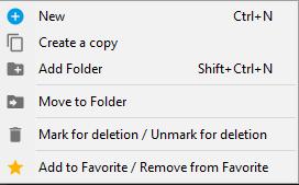 Search Move to another folder Make your favorites Some actions are available through the context menu of the template list: 4.3.