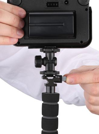 MOUNTING COLD-SHOE ACCESSORIES When using a shoe-mount flash or LED light,