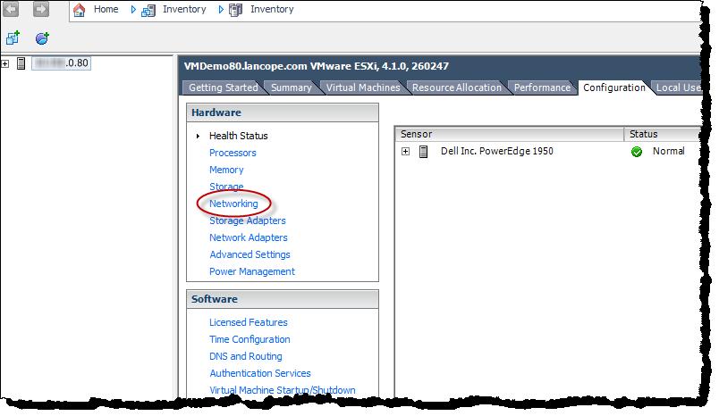 2a. Installing a Virtual Appliance using VMware 2. In the Hardware pane, click Networking.