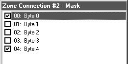 16 Overview Parameters 24-27 or 29-32: Zone Connection # (1-4) Mask - A mask parameter is provided that lets you select the consumed bytes in which you are interested.
