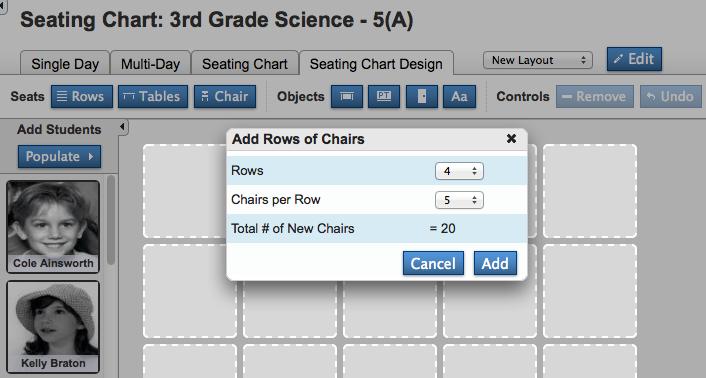 Create a Custom Layout Create a custom seating chart for a selected class by customizing the default layout.