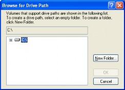 Operator Manual Getting Started 14. Select Mount in the following empty NTFS folder and then click Browse. The Browse for Drive Path dialog box is displayed. 15.