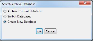 Operator Manual Database 1. Select Create a New Database, and then click OK. 2. When prompted to archive the current database first, click Yes. 3. The Archive Current Database dialog box is displayed.