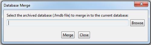 Operator Manual Database Merge Multiple archived databases can be merged with the current database. Use merge when you want to compile data and records from multiple locations into a central database.