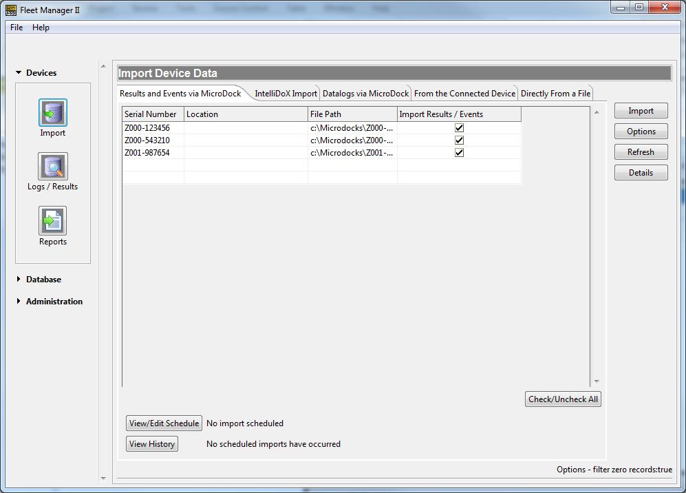 Operator Manual Devices Schedule Import Results and Events via MicroDocks 1. Open Fleet Manager II. 2.