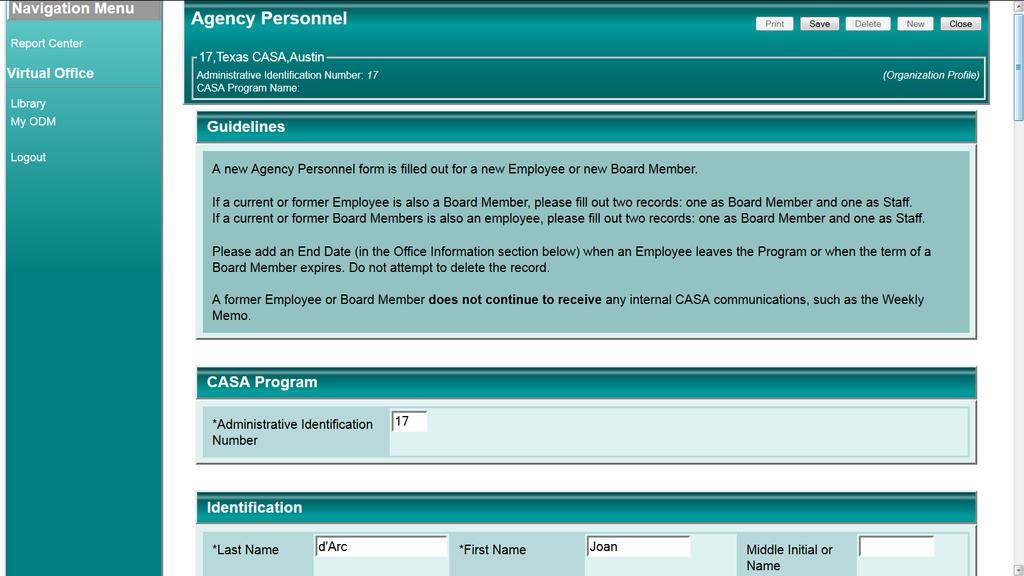 Create an Agency Personnel Form 28. Login and go to Document View. 29. Select the Personnel category. 30.