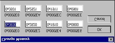 A hexadecimal representation of the addresses and the contents of the memory is always displayed. In addition, the user can view the memory contents as ASCII characters.