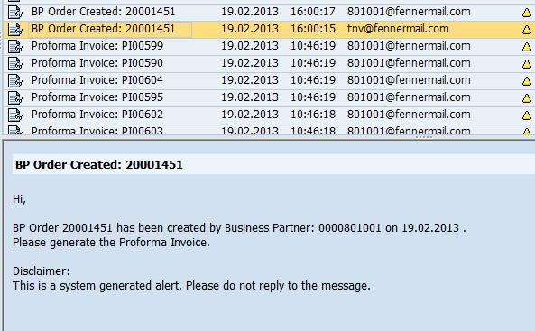 31. E-mail has been triggering to Fenner.