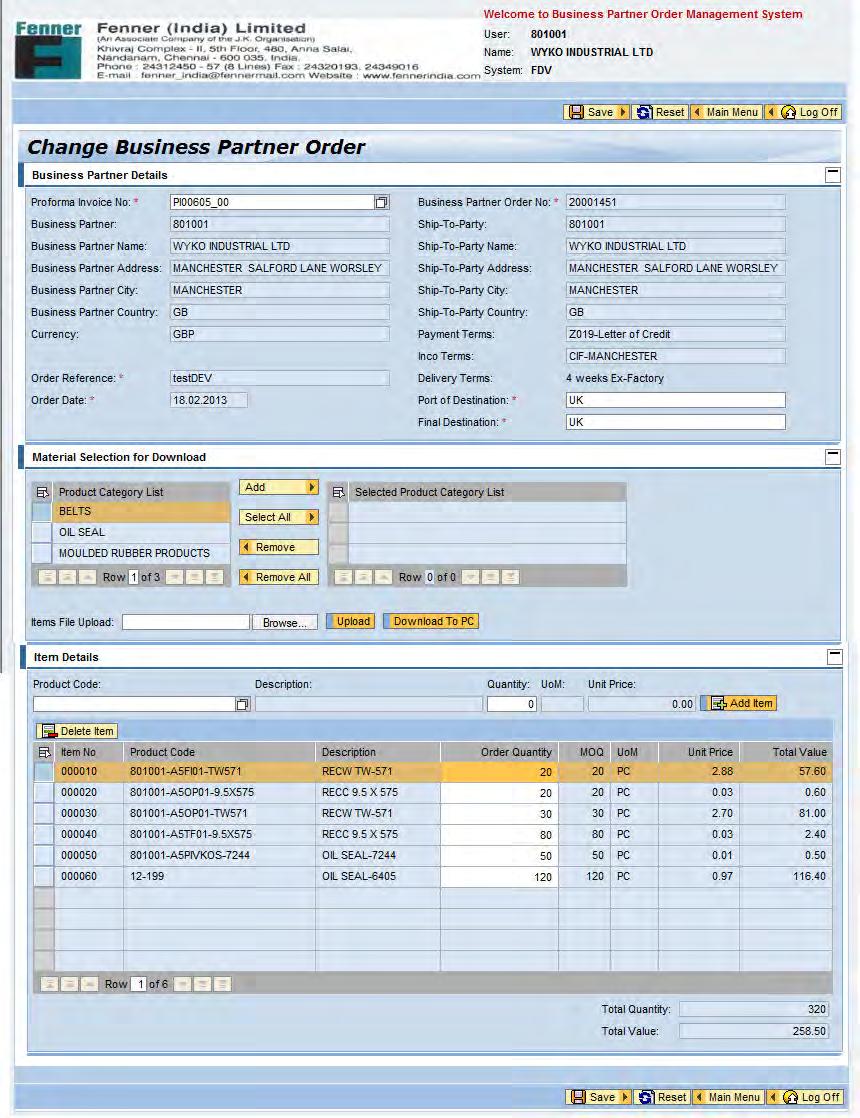 3. You will get an E-mail for your created Business Partner Order with the Proforma Invoice No Select