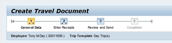 Create New Day Trip Each travel document will consist of 3 sections: 1. General Data The General Data section will gather information such as when, where and why.