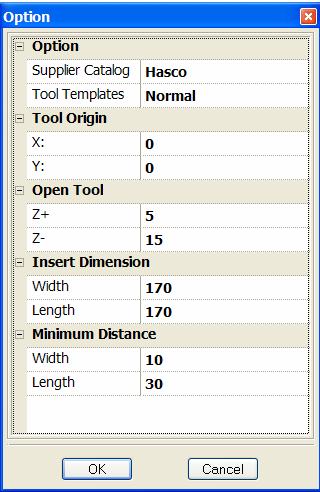 VISI Mould - Tool Build Tutorial Setting the Tool Options The first thing that we will do is set up the specific parameters that relate to our tool design, such as insert width, gap between plates