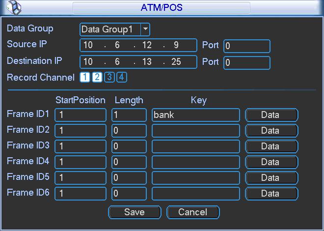 Without the protocol For the ATM/POS without the protocol, the interface is shown as in Figure 5-56. Source IP refers to host IP address that sends out information (usually it is the device host.