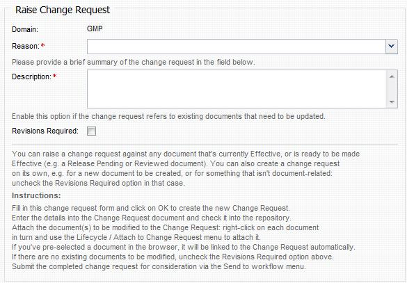 Request and Track Document Changes Change Requests are not available for work-in-progress states such as Draft because users typically use Change Requests on documents that are about to be or already