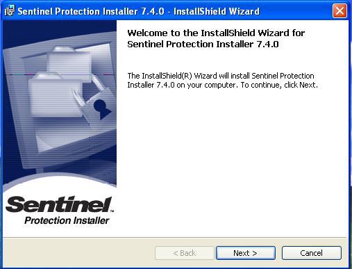 Figure 5 Sentinel Driver Setup Opening Screen Click on Next to continue the installation