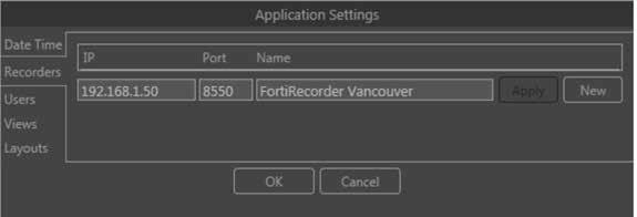 Adding a FortiRecorder NVR 1. Click the Settings button. 2.