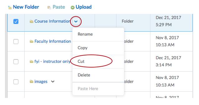 8 Moving a File Folder 1. On the Manage Files page, select the check box beside the folder or file you want to move.