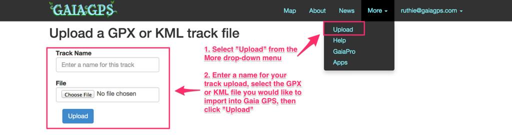 4. You can also upload GPX and simple KML track