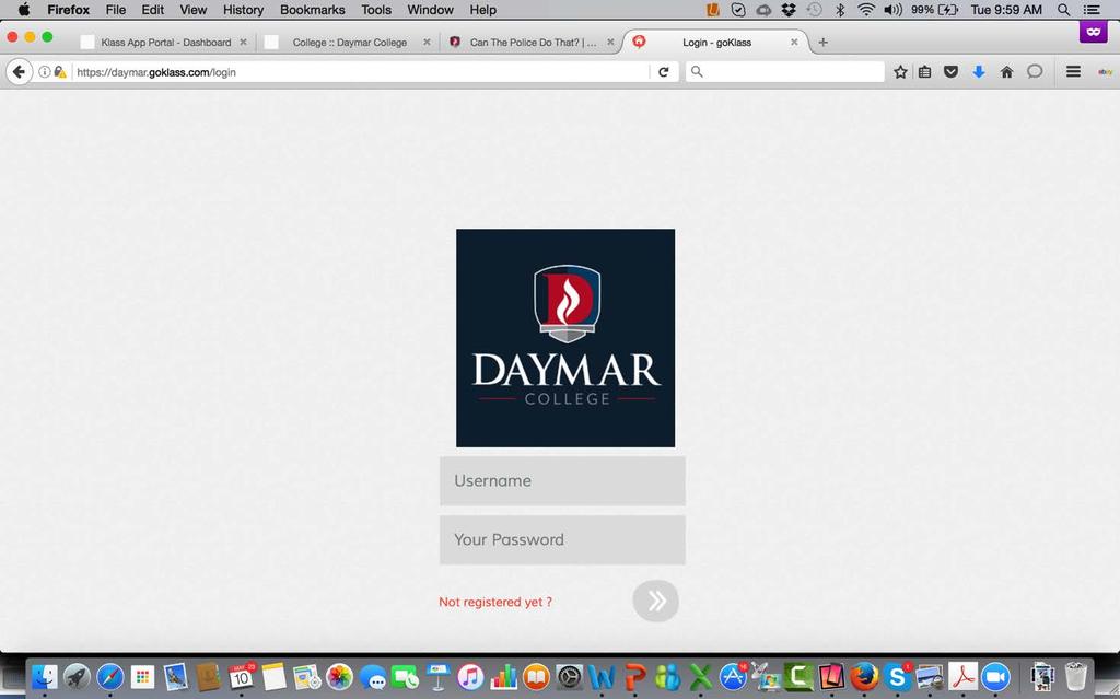 Register Or Access Your App From a Web Browser To get started, simply enter https://daymar.goklass.com/ in the Internet browser address bar.