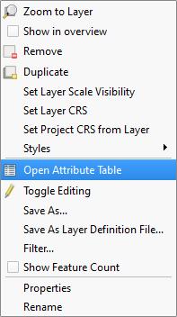 Layer Context Menu 11. The attribute table opens.