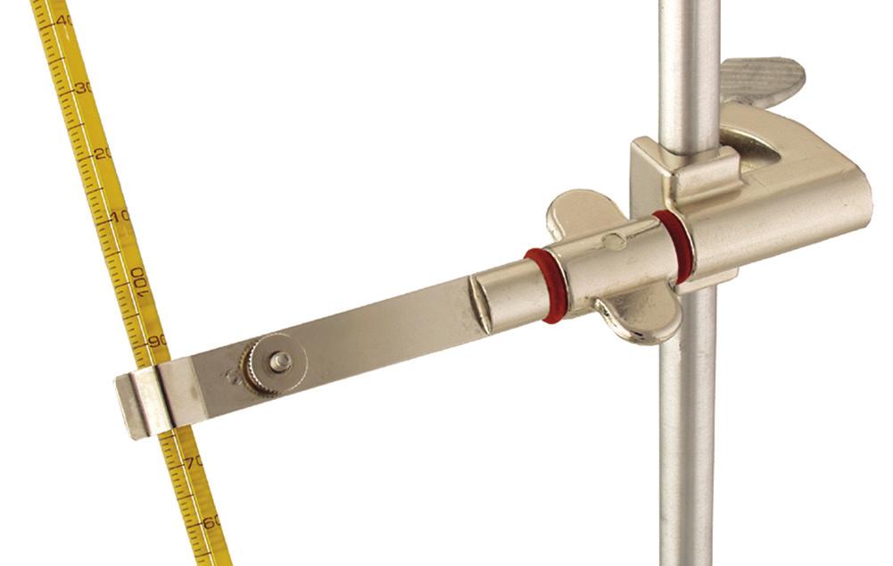 Specialty Clamps Thermometer Swivel Clamp Holds glass tubes and thermometers 114 mm from support rod. Clamp features safety adjust spring plate jaws that adjust to any angle with locking wing-nut.