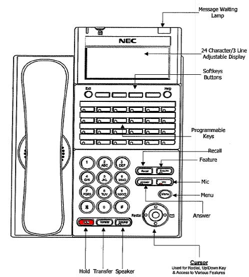 DT330/DTL-24D Telephone (The DTL-12D is the same except it only has 12 programmable keys) Auto Attendant Greetings & Activating the Override Greeting (Used for Holiday Greetings or unexpected Weather