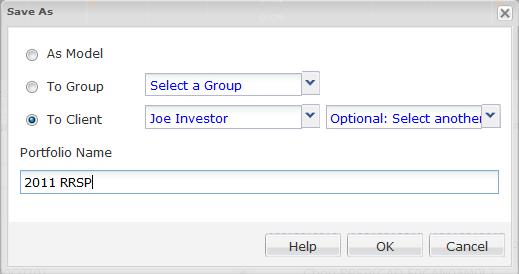 3 To include a security in the portfolio, click once on its name in the Total Search Results area to select it, then click Add.