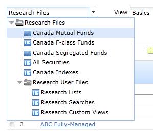 etc.) you are viewing. The icons below the spreadsheet area allow you to manage the items displayed in the spreadsheet area.