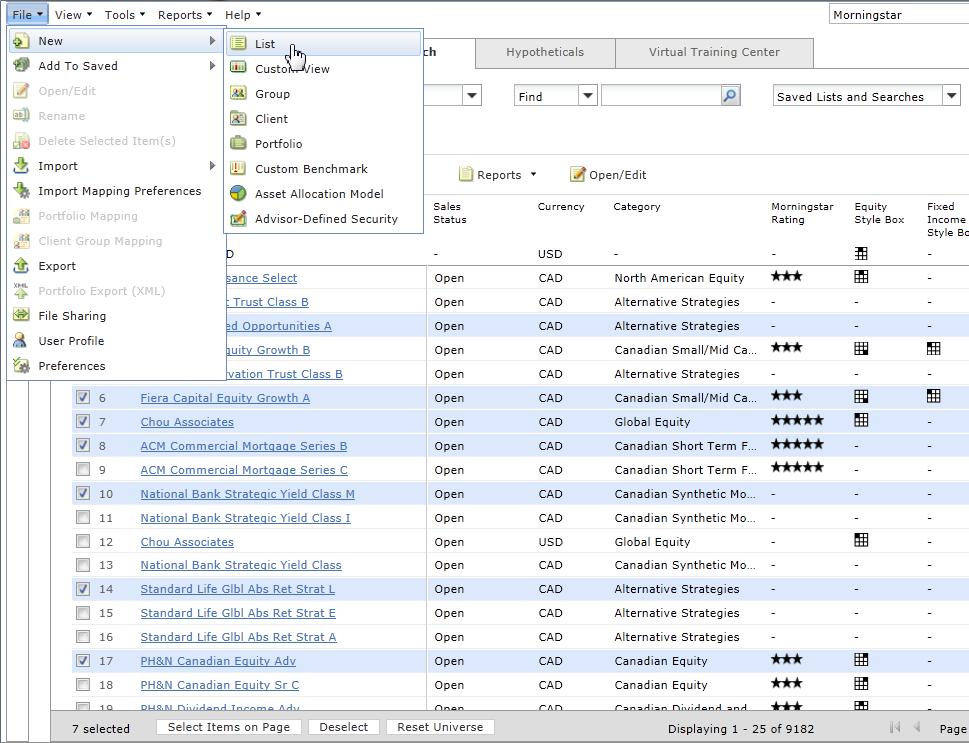 5 Customized Research Save a Search Searches created in both the Advanced Search and Screener tools can be saved. Each user can save up to 100 searches.