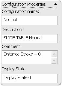 526) Right-click SLIDE-TABLE Configuration(s). 527) Click Add Configuration. The Add Configuration PropertyManager is displayed.