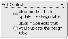 Assembly Modeling with SolidWorks Top Down Design In Context Edit Control: The Allow model edits to update the design table option results in the Design Table to update when the model changes.