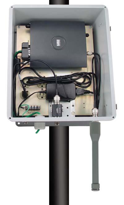 NEMA Enclosure Mounting: For mounting an antenna to a NEMA enclosure, a typical configuration includes running a pigtail cable from the access point or radio to a bulkhead N-female adapter or coax