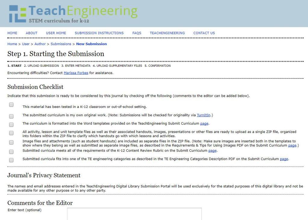 Author Submission Instructions TeachEngineering submission portal at http://ojs.teachengineering.org/ After you sign in, you will be on the user home page.