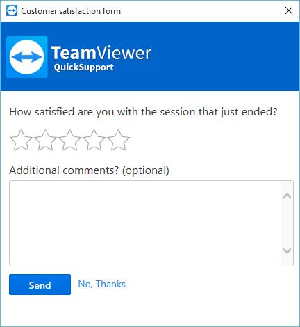 7 Connection reports Note: To enable other company members to activate the customer satisfaction form for custom QuickSupport moduls, activate the Advanced > Customer satisfaction form > Allow
