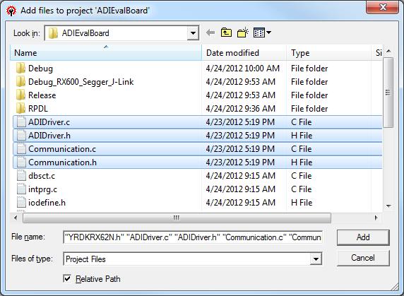 Navigate into ADI folder. From the Files of type drop-down list, select Project Files.
