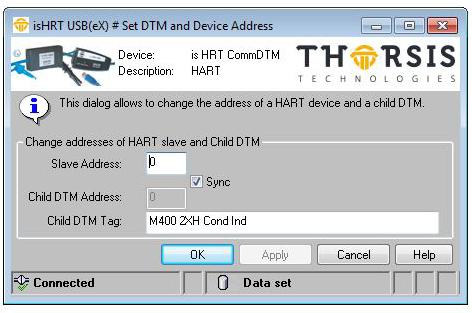 13.3. Changing Polling Address, DeviceDTM Address and Tag With the help of this ActiveX it is possible to change the address of a HART slave device together with the address of a connected DeviceDTM.