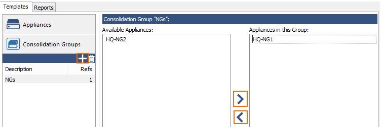 In the Consolidation Group "Group name" section, select the firewalls you want to add and click the right arrow icon to add them to the Appliances in this Group list. 6. Click Save.