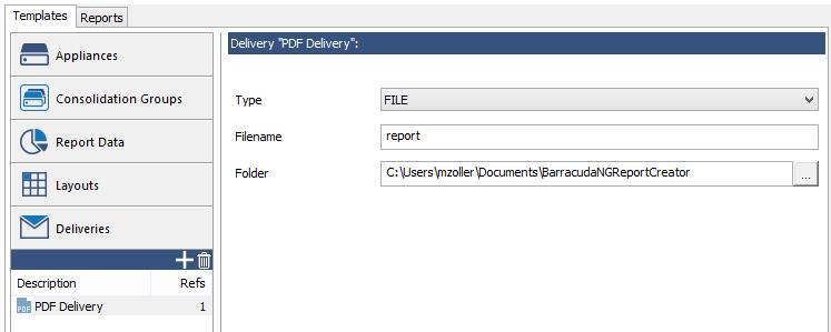 directory or email the reports. Click the Templates tab. In the left menu, click Delivery. Click the plus sign. Right-click the template name, select rename, and enter a description.