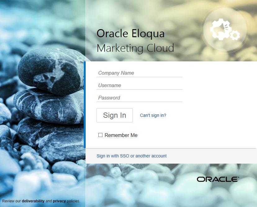 Note: Signing in is required only for the first run of the Oracle Eloqua Sales