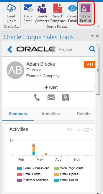 Oracle Eloqua, if required. Profiler automatically searches for all contacts in your recipient list. If there is only one contact, their information is displayed.
