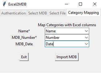 You are only able to map those categories where the data type matches the Excel columns (e.g. the MDG Name category is a Text, and so can only be matched with the Text column in Excel, which in this case is also the Name category).