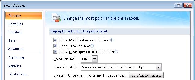 Modifying an Existing TM1 Action Button in Excel 2007 If you are working in Excel 2007 and want to move or resize an existing TM1 Action button in a worksheet, you need to make sure the Developer tab