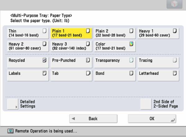 In the Printer, before sending the jobs, select PREFERENCES and go to the Paper Source tab In the Paper Source section, select the Multipurpose Tray Finish