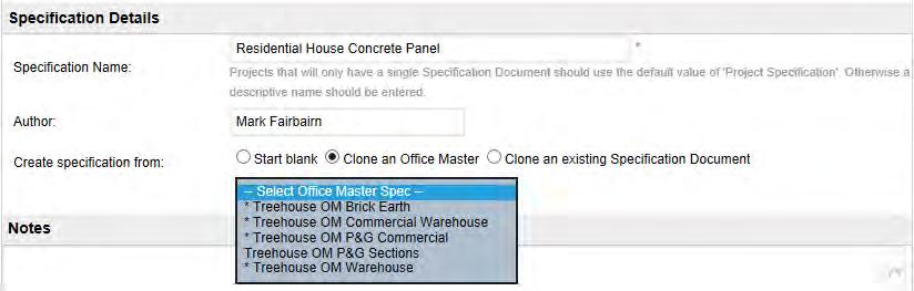 2. Creating a Specification Document from an Office Master Cloning a specification from an Office Master will download all the Worksections contained in that Office Master. 1.